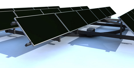 Sistema para que las placas fotovoltaicas giren siguiendo al Sol. (Foto: Genera 09) Sistema para que las placas fotovoltaicas giren siguiendo al Sol. (Foto: Genera 09)